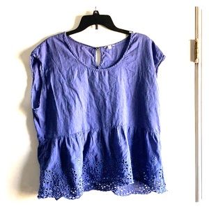 Blue Peplum Lace Top